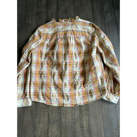 St. John’s Bay Plaid Ruffle-Neck Blouse – Size M – 100% Cotton - Picture 5 of 6